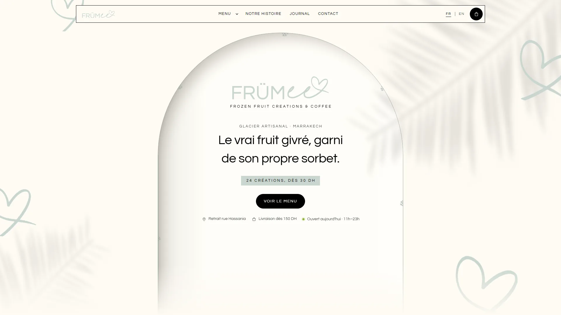 Frümee, website by Icarvs Studio: bilingual café site with an order builder