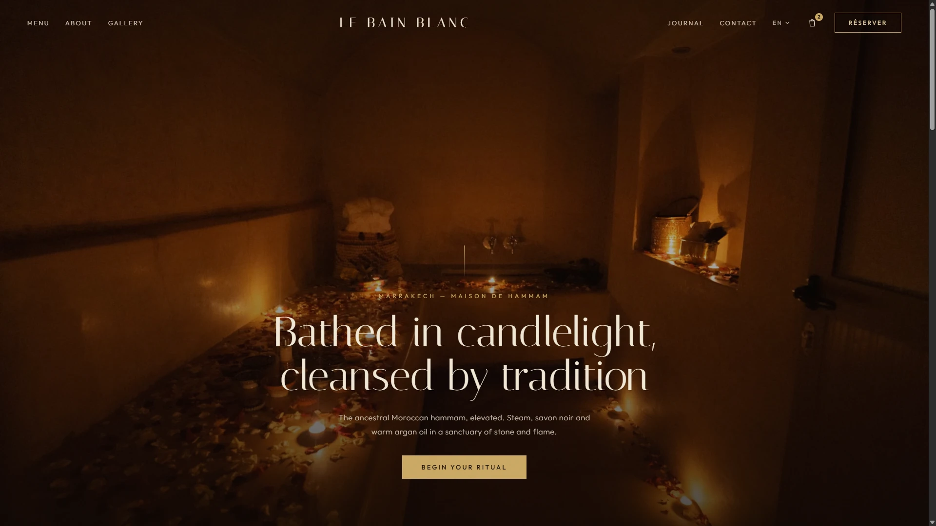 Le Bain Blanc, website by Icarvs Studio: hammam & spa booking site, marrakech