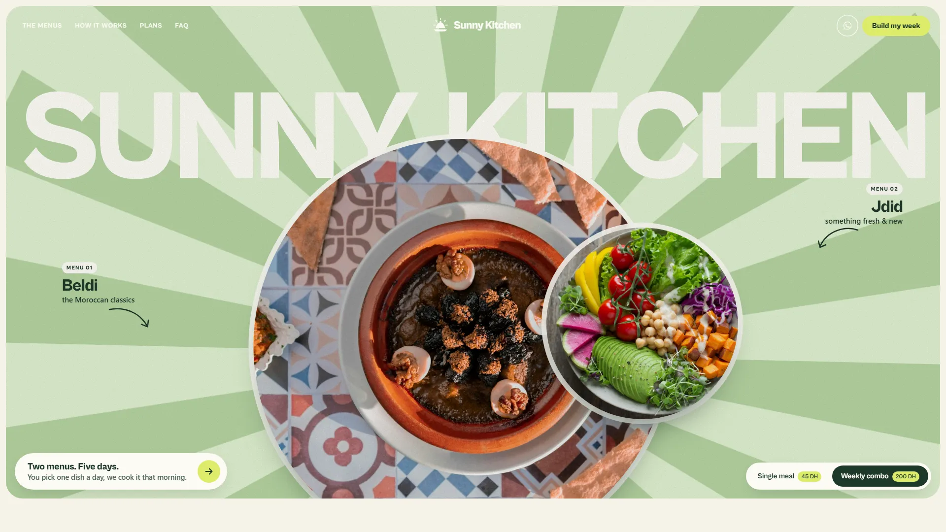 Sunny Kitchen, website by Icarvs Studio: meal planner & whatsapp ordering